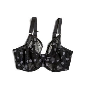 ELOMI LINGERIE Black Dot Full Figure Matilda Underwire Plunge Bra
